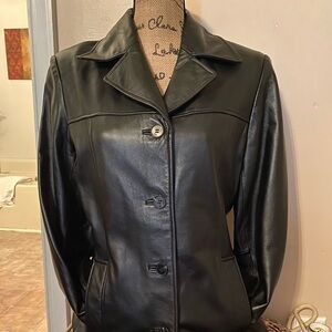 Elegant Black Leather Jacket for Women